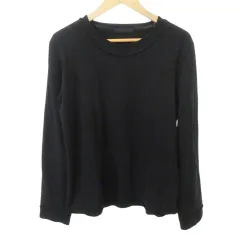ジュンハシモト junhashimoto ウール Tシャツ 長袖 重ね着風 無地 ボートネック 無地 薄手 4 約Lサイズ 黒 ブラック ■YHS5のサムネイル
