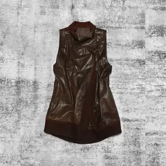 ヴィンテージレザロングベスト