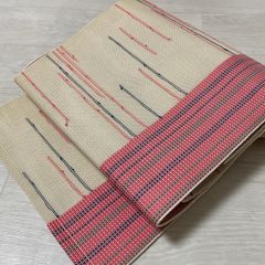 帯　正絹　麻混　羅　名古屋帯　タ29 夏帯 名古屋帯 九寸 麻 幾何学柄 ミンサー柄 全4色 | 着物通販店 枠