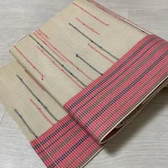 名古屋帯 紗紬 可愛い織出し 八寸 正絹 着物 X-980