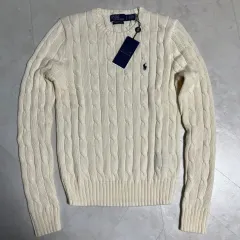 新品（S M） ポロ ラルフローレン ロゴ ケーブル ニット アイボリー