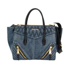 miu miu デニムハンドバッグ ゴールドチェーン付き - メルカリ