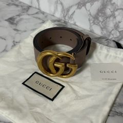 GUCCI グッチ ベルト インターロッキング 茶 金 ベルト 85・34 - メルカリ
