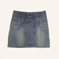 27レイ jeans レースアップ ポケット ミディ デニム スカート
