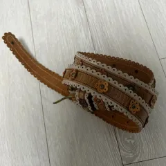 ヴィンテージ ブラウン 花柄 ベルト