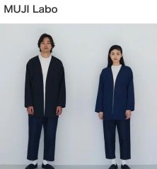 u*4様 MUJI Labo リネンリヨセル ジップアップワークシャツ 黒 Mサ