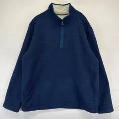 古着 オービス ORVIS ニット ベターセータータイプ ハーフジップ トレーナー アウトドア 裏地ボア L  ネイビー系 メンズのサムネイル