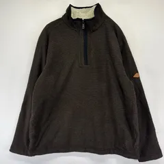 古着 オービス ORVIS ニット ハーフジップ プルオーバー トレーナー 袖タグロゴ ボアライナー 厚手 L  ブラウン系 メンズのサムネイル
