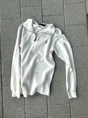 *rare* 2000s POLO ポロ 白 ブラウン ポニー ニット ハーフジップ