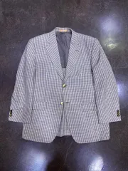 ボスレンザ Classic CHECK ヴィンテージ ブレーザー ジャケット 白蝶貝ボタン 100