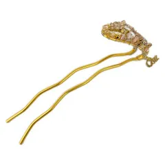 ComplexBIZ(コンプレックスビズ) アクセサリー美品  - ゴールド×ライトピンク×クリア かんざし/バタフライ(蝶)/ビーズのサムネイル
