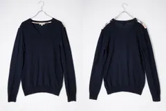 BURBERRY BRITバーバリー ブリット 肩チェックデザイン Vネックウールハイゲージニット【S】【MKNA77722】のサムネイル
