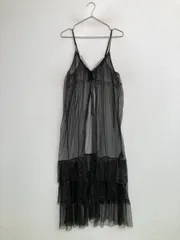 niko and ... ニコアンド ワンピース F ブラック チュール ナイロン 無地 レース フリル 袖なし ロング・マキシ丈 ミモレ・半端丈 フレア ティアード