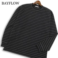 24SS★ BAYFLOW ベイフロー 通年★ 長袖 ビッグシルエット ボーダー ロンTシャツ カットソー Sz.4 メンズ 黒