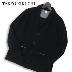 TAKEO KIKUCHI タケオキクチ 春夏★ ショールカラー ニット ジャケット カーディガン 日本製 Sz.3 メンズ 黒