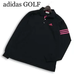 adidas GOLF アディダス ゴルフ 通年★ 長袖 ロゴ刺繍 3本ライン 鹿の子 ポロシャツ Sz.S/P メンズ 黒