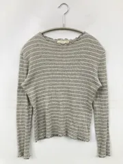 earth music&ecology アースミュージックアンドエコロジー Tシャツ/カットソー M グレー ボーダー柄 ミドル丈 長袖 クルーネック(丸首)