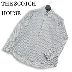 THE SCOTCH HOUSE スコッチハウス 通年★ 長袖 ストライプ ロゴ刺繍 ボタンダウン シャツ Sz.M メンズ