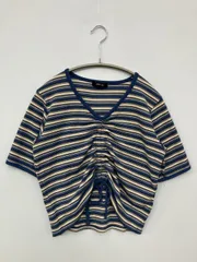 Chip Clip チップクリップ Tシャツ/カットソー M その他 ボーダー柄 リボン ショート丈 ミドル丈 半袖 Vネック