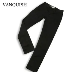 VANQUISH ヴァンキッシュ 通年★ スキニー ツイル ロゴ刺繍 チノ パンツ Sz.28 メンズ 黒のサムネイル