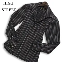 HIGH STREET ハイストリート 通年★ 長袖 ストライプ スリム シャツ 日本製 Sz.M メンズ 黒のサムネイル