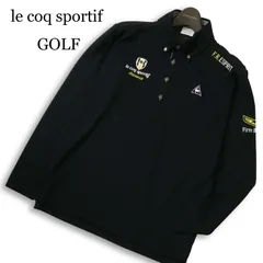 le coq sportif GOLF ルコック スポルティフ ゴルフ 通年★ 長袖 ロゴ刺繍 ボタンダウン ポロシャツ Sz.M メンズ 黒
