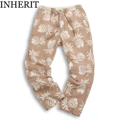 INHERIT インヘリット 春夏★ 麻 リネン混 イージー パイナップル柄 総柄 パンツ Sz.M メンズのサムネイル