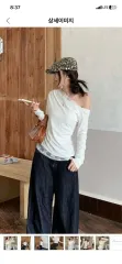 レースオフショルダー長袖Tシャツ