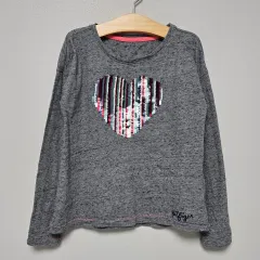 6 7T Tommy Hilfiger トミーヒルフィガー キッズ 女の子 スパンコール Tシャツ グレー