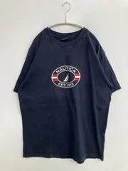 NAUTICA ノーティカ Tシャツ/カットソー L ネイビー 前面プリント ブランドロゴ ミドル丈 半袖 クルーネック(丸首)