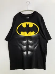 BATMAN バットマン Tシャツ/カットソー XL ブラック 前面プリント ブランドロゴ ミドル丈 半袖 クルーネック(丸首)