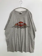 HARLEY-DAVIDSON ハーレーダビッドソン Tシャツ/カットソー 2X グレー 前面プリント バックプリント ブランドロゴ ロング丈 半袖 クルーネック(丸首)