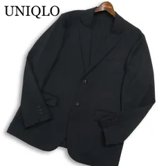 【美品】UNIQLO ユニクロ 春夏★ 感動ジャケット SLIM FIIT ウールライク テーラード ジャケット Sz.L メンズ 紺 ネイビー