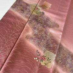 D715 訪問着 汕頭刺繍 葡萄 正絹 着物 袷 極美品 - メルカリ