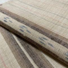 美品！しつけ付き 草木染【単衣 紬】縞ぼかし 灰茶 灰青 灰桜 正絹