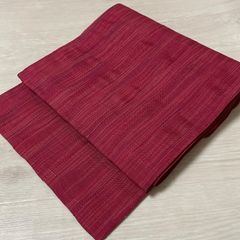 本場花織紬？ ロートン織？ 八寸名古屋帯 正絹 紫 中古 織綺麗 tj356