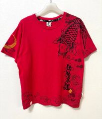桜花爛漫 鯉刺繍 ポロシャツ レッド Mサイズ - メルカリ
