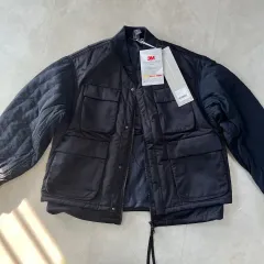 新品) UNAFFECTED パデッド レイヤード フライト ジャケット ネイビー