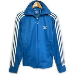古着 adidas アディダス トラックジャケット ジャージ トレフォイルロゴ スリーストライプス ブルー 90サイズ 264-109