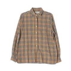 BURBERRY バーバリー ピュアコットン ベージュ シグネチャー チェック ロゴ 長袖 シャツ M