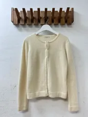 日本 ヴィンテージ ウール アンゴラ ブレンド ベルクロクロージング クリーム ニット カーディガン