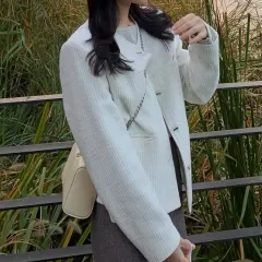 ノーカラートゥイードジャケット アイボリー WITH タグ