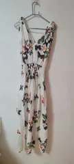 蝶プリント Vネック ロングワンピース
