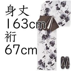 画像の帯とお任せ下駄つき◇最高級【綿麻浴衣】黒アヤメ菖蒲の品ある