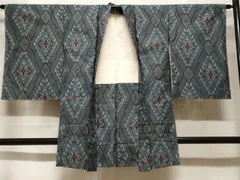 平和屋着物＃長羽織　本場大島紬　割り込み絣　菱幾何学文　正絹　逸品　未使用　CABF3938ev