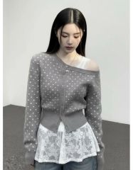 オーディアミューズ ハート刺繍メッシュブラウス 38 - メルカリ