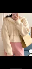 ウール トグルボタン 春 季節の変わり目 ニット カーディガン アイボリー ably ジグザグ