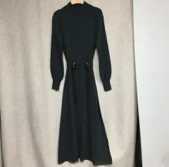 マッシモ ドゥッティ ベルト付き ウール ロング丈ワンピース Sのサムネイル