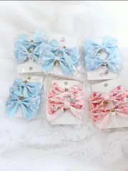 6個まとめ シナモロール ハローキティ リボン ヘアピン (ブルー/ピンク)