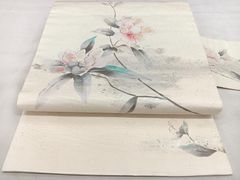 塩瀬】 名古屋帯 作家もの 落款あり《手描き 花》 正絹 - メルカリ